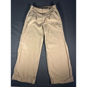 AE High Rise Pleated Wide Leg Trouser Pants Tan Beige Size 00 Regular